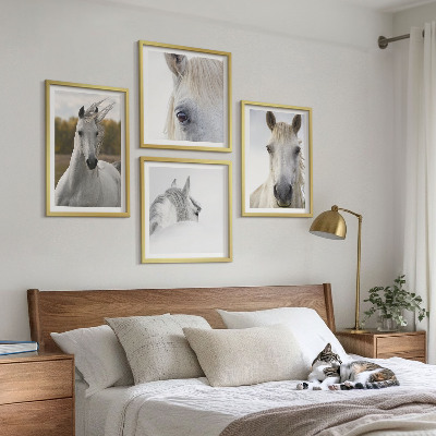 Ensemble de 4 tableaux Chevaux blancs