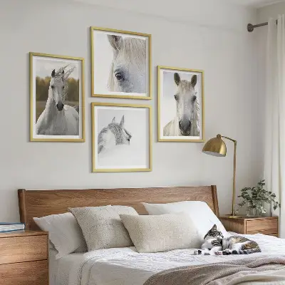 Chevaux blancs ensemble de 4 tableaux