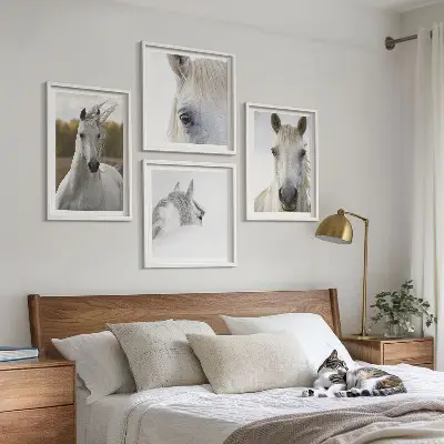 Chevaux blancs ensemble de 4 tableaux