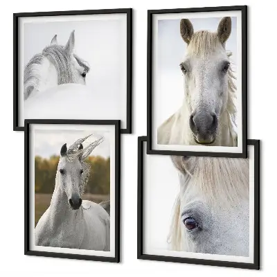 Chevaux blancs ensemble de 4 tableaux