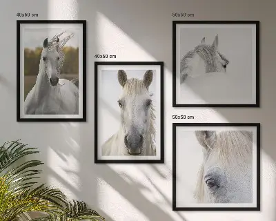 Chevaux blancs ensemble de 4 tableaux