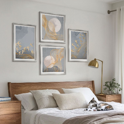 Mur de tableaux Oiseaux en vol ciel lune