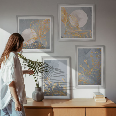 Mur de tableaux Oiseaux en vol ciel lune