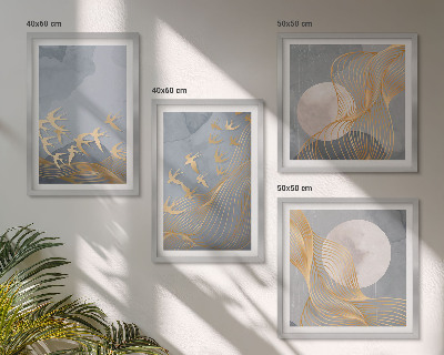Mur de tableaux Oiseaux en vol ciel lune