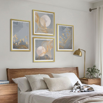 Mur de tableaux Oiseaux en vol ciel lune