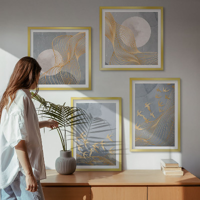 Mur de tableaux Oiseaux en vol ciel lune