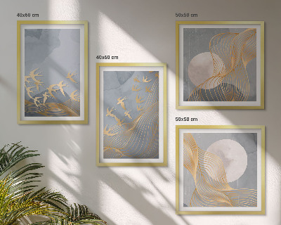 Mur de tableaux Oiseaux en vol ciel lune