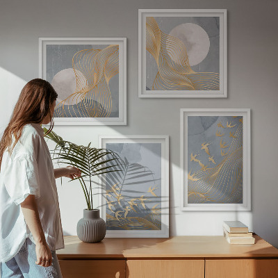 Mur de tableaux Oiseaux en vol ciel lune