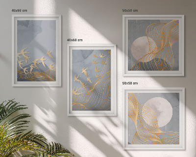 Mur de tableaux Oiseaux en vol ciel lune