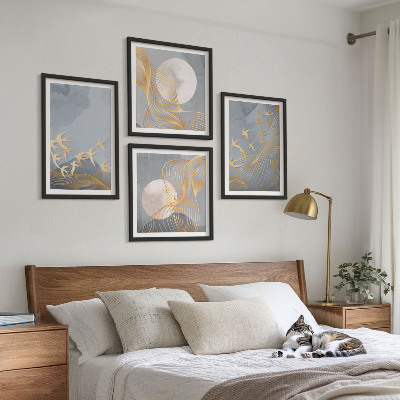 Mur de tableaux Oiseaux en vol ciel lune