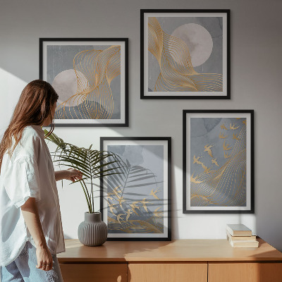 Mur de tableaux Oiseaux en vol ciel lune