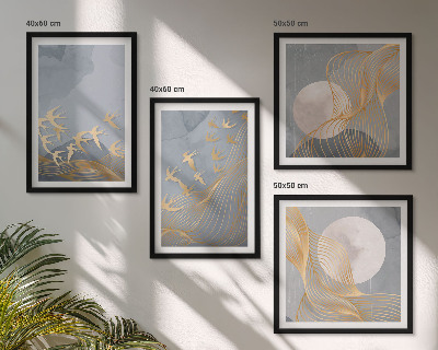 Mur de tableaux Oiseaux en vol ciel lune