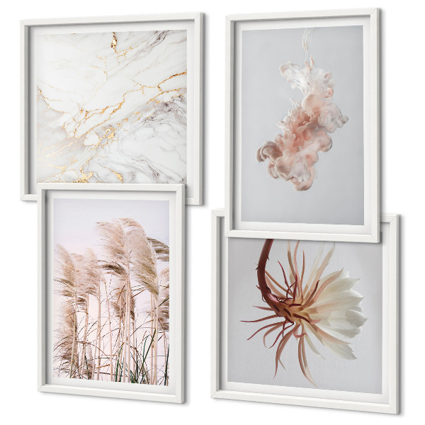 Mur de tableaux Fleurs d'herbe élégantes en marbre