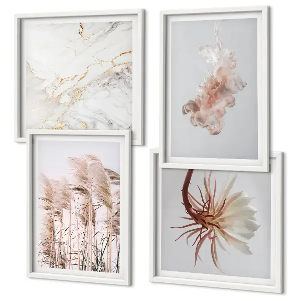 Mur de tableaux Fleurs d'herbe motif élégant effet marbre