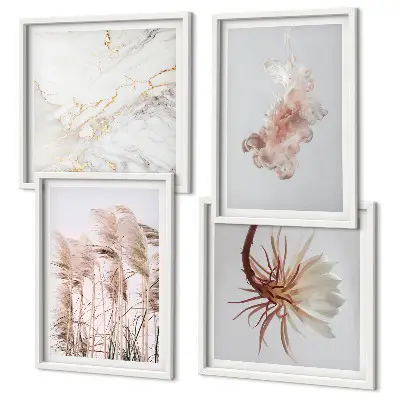 Mur de tableaux Fleurs d'herbe motif élégant effet marbre