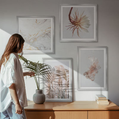 Mur de tableaux Fleurs d'herbe élégantes en marbre
