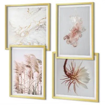 Mur de tableaux Fleurs d'herbe motif élégant effet marbre
