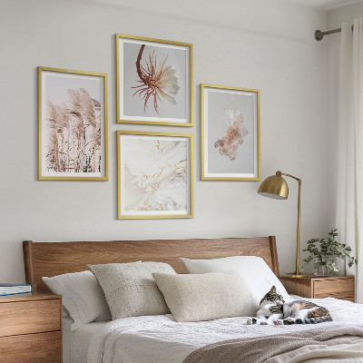 Mur de tableaux Fleurs d'herbe élégantes en marbre