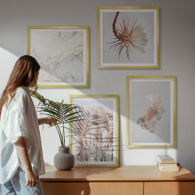 Mur de tableaux Fleurs d'herbe élégantes en marbre
