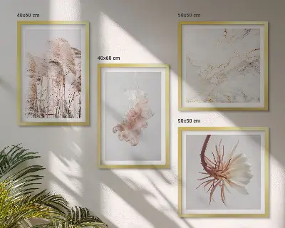 Mur de tableaux Fleurs d'herbe motif élégant effet marbre
