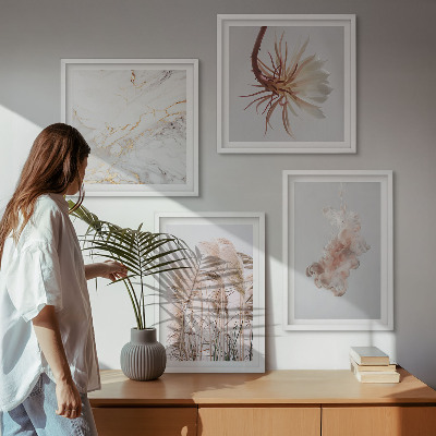 Mur de tableaux Fleurs d'herbe élégantes en marbre
