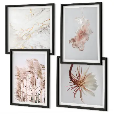 Mur de tableaux Fleurs d'herbe motif élégant effet marbre