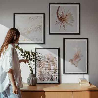 Mur de tableaux Fleurs d'herbe élégantes en marbre
