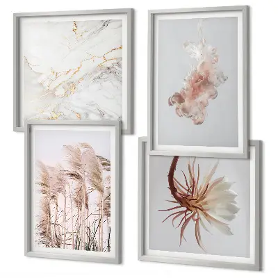 Mur de tableaux Fleurs d'herbe motif élégant effet marbre