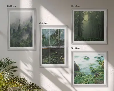 Plantes de serre de la rivière du brouillard forestier polyptyque de 2 cadres