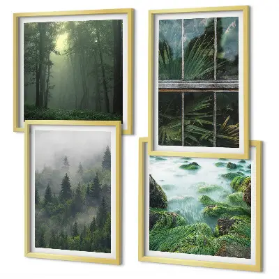 Plantes de serre de la rivière du brouillard forestier polyptyque de 2 cadres