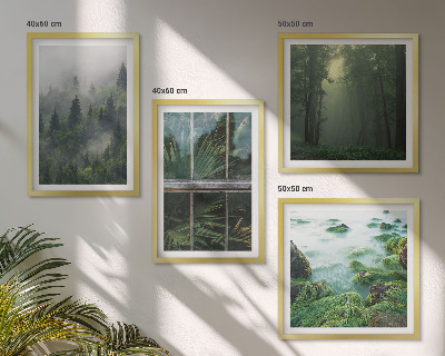 Polyptyque z cadres Plantes de serre de la rivière du brouillard forestier