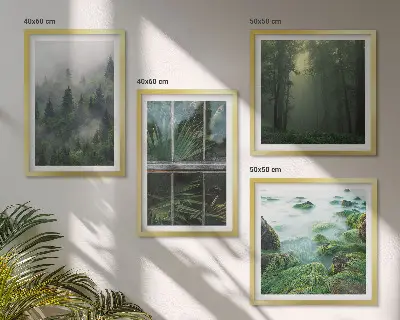 Plantes de serre de la rivière du brouillard forestier polyptyque de 2 cadres