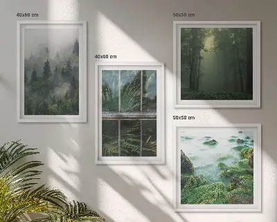 Plantes de serre de la rivière du brouillard forestier polyptyque de 2 cadres
