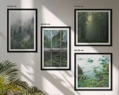 Plantes de serre de la rivière du brouillard forestier polyptyque de 2 cadres