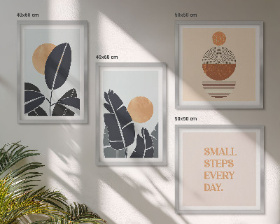 Ensemble de 4 tableaux Motifs végétaux grands soleils minimalistes