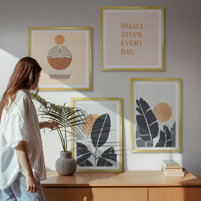 Ensemble de 4 tableaux Motifs végétaux grands soleils minimalistes