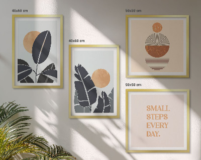 Ensemble de 4 tableaux Motifs végétaux grands soleils minimalistes