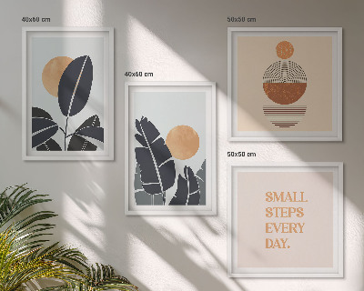 Ensemble de 4 tableaux Motifs végétaux grands soleils minimalistes