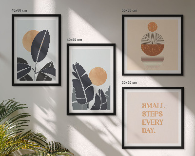 Ensemble de 4 tableaux Motifs végétaux grands soleils minimalistes