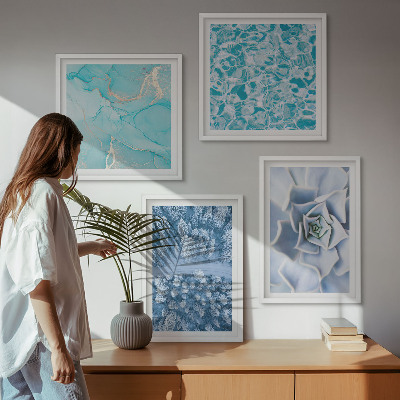 Mur de tableaux Fleur bleue de la forêt d'hiver