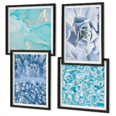 Mur de tableaux Fleur bleue de la forêt d'hiver