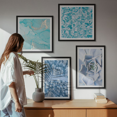 Mur de tableaux Fleur bleue de la forêt d'hiver