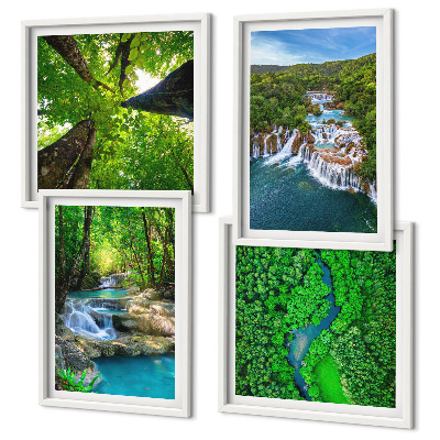 Mur de tableaux Cascades eau de forêt verte