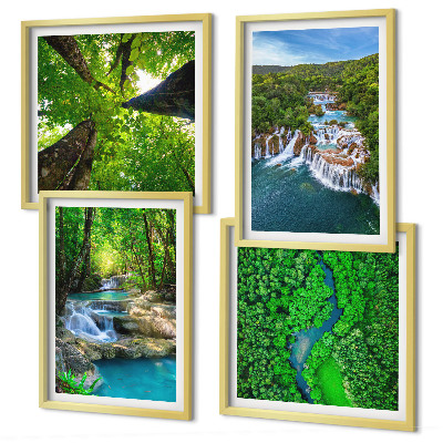 Mur de tableaux Cascades eau de forêt verte