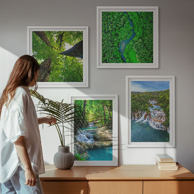 Mur de tableaux Cascades eau de forêt verte