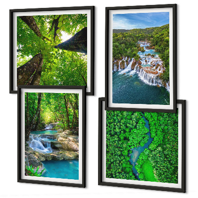 Mur de tableaux Cascades eau de forêt verte