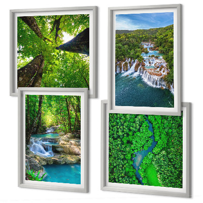 Mur de tableaux Cascades eau de forêt verte