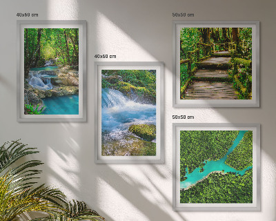 Ensemble de 4 tableaux Forêts verdoyantes, eaux cristallines