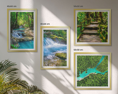 Ensemble de 4 tableaux Forêts verdoyantes, eaux cristallines