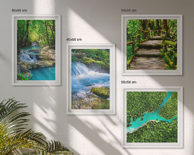 Ensemble de 4 tableaux Forêts verdoyantes, eaux cristallines